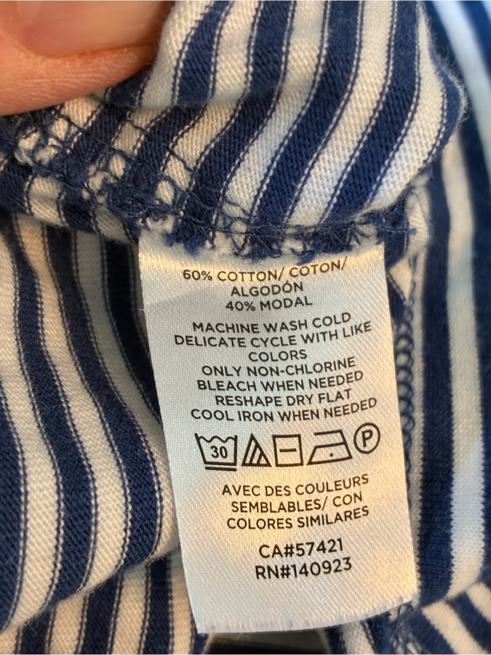 Loft Royal Blue & White Striped Crewneck Top cap sleeves - Picture 7 of 8